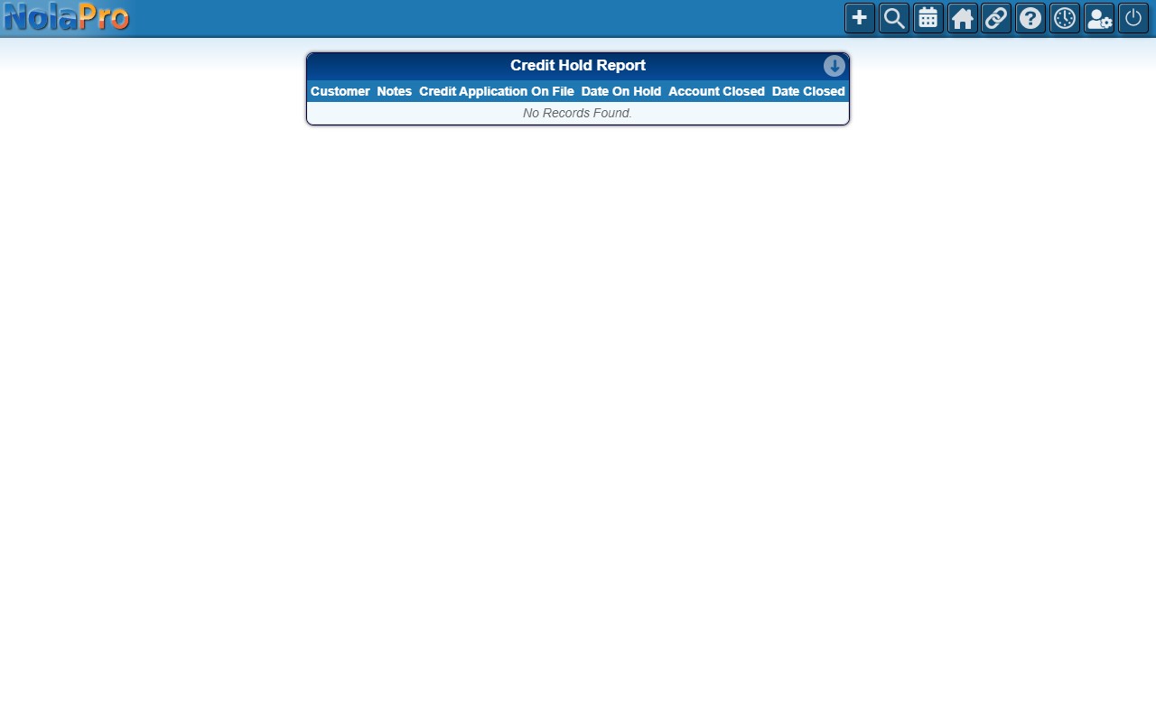 Credit Hold report