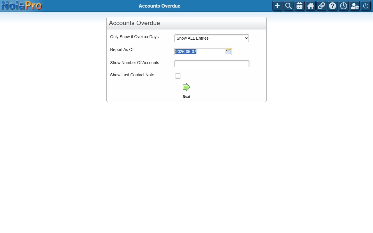 Accounts Overdue report