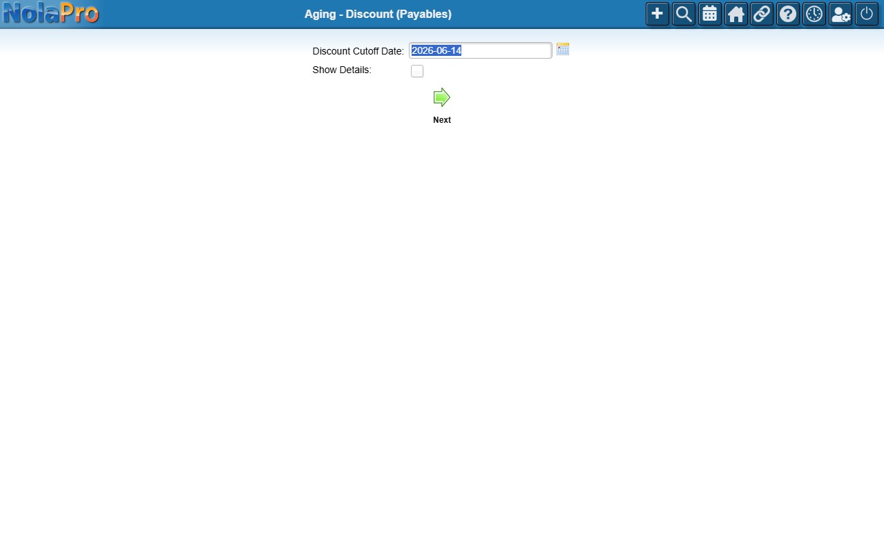 Discount Aging report filters