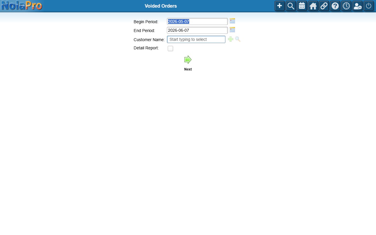 Voided Orders filters