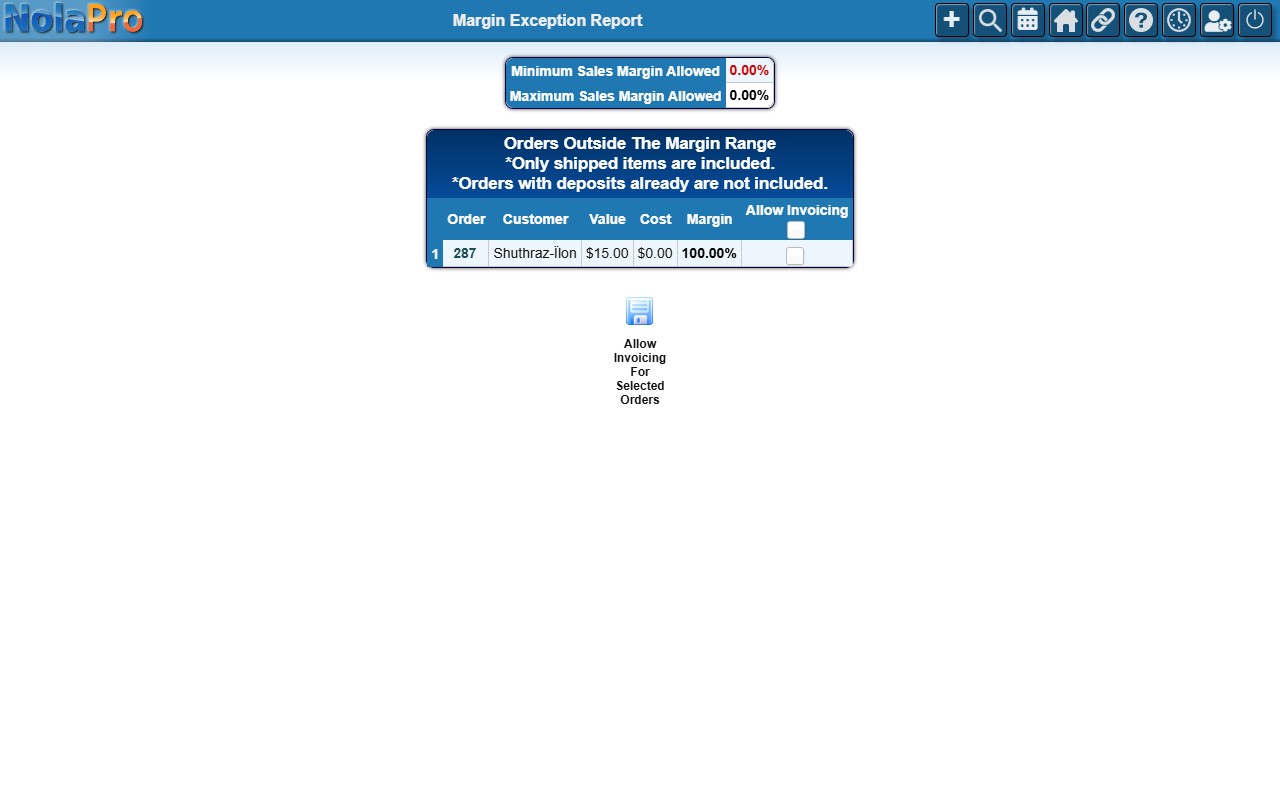 Margin Exception Report