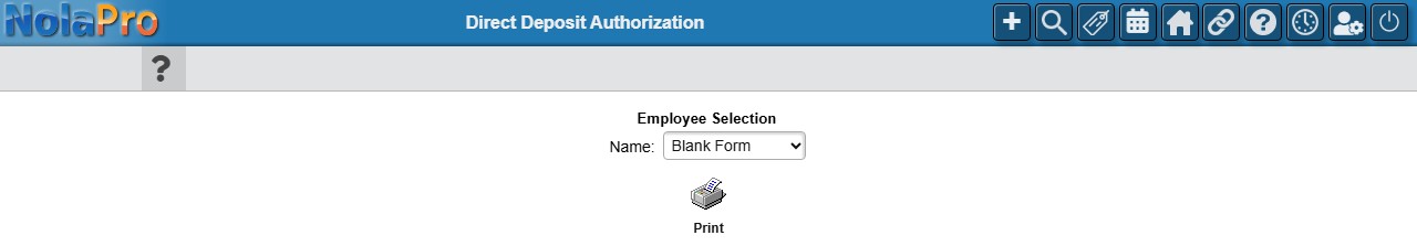 Direct Deposit Authorization - employee selection