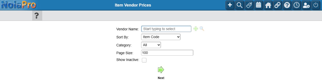 Item Vendor Prices report