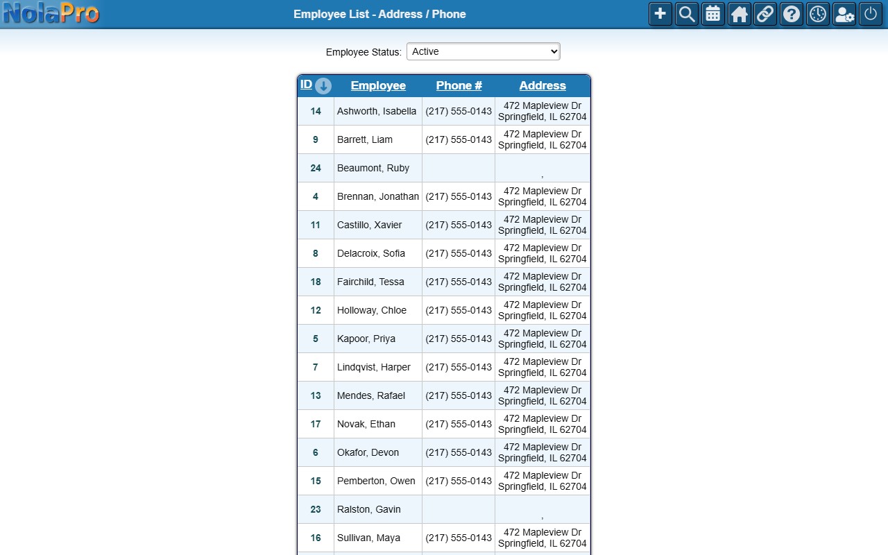 Employee Address / Phone List