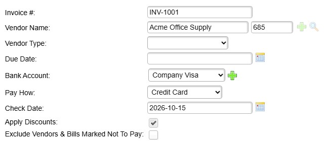 Write Checks - paying by credit card
