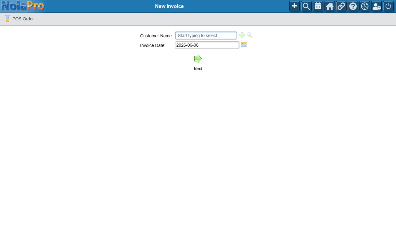 Step 1: Select Customer and Invoice Date