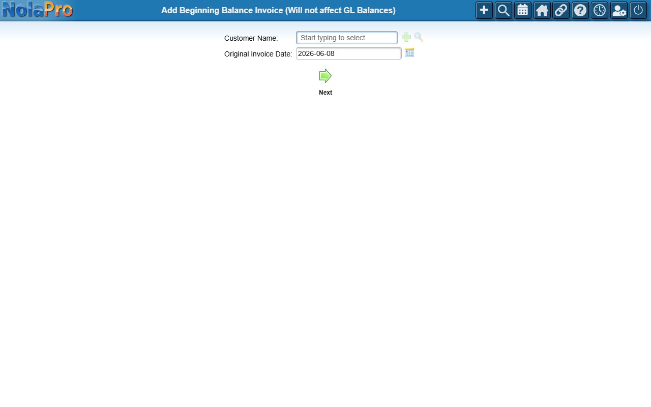Step 1: Select Customer and Invoice Date