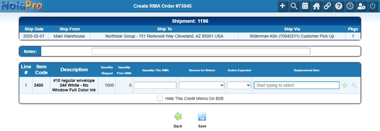 Create RMA - authorize the return