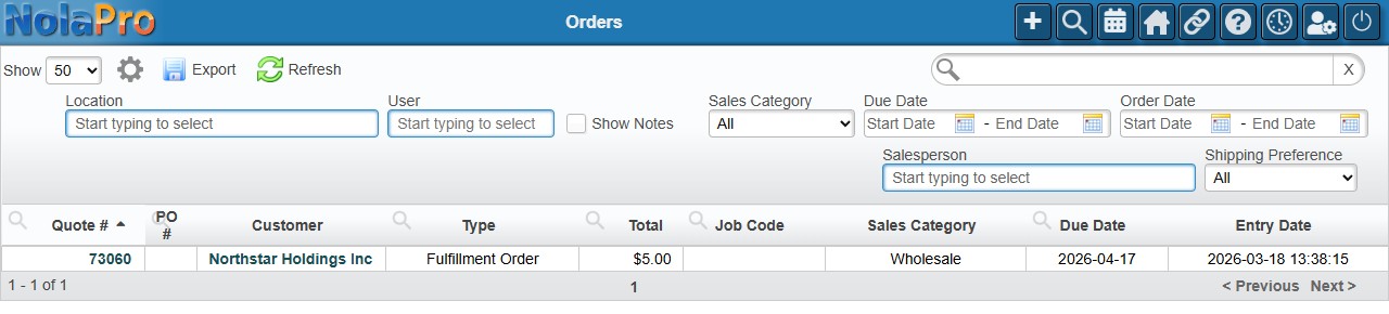 Orders & Quotes List