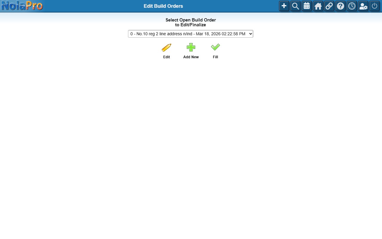 Manage Build Orders form