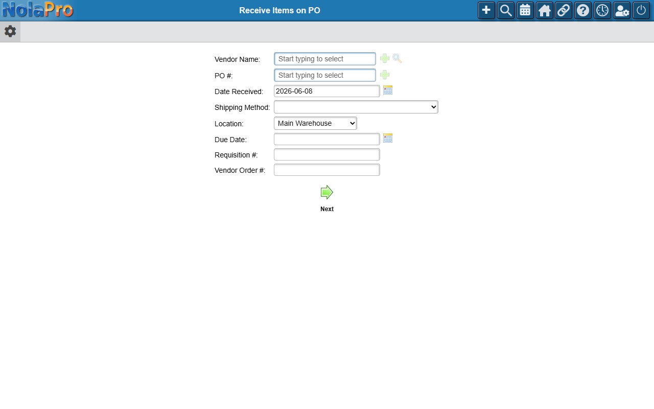 Receive PO Search