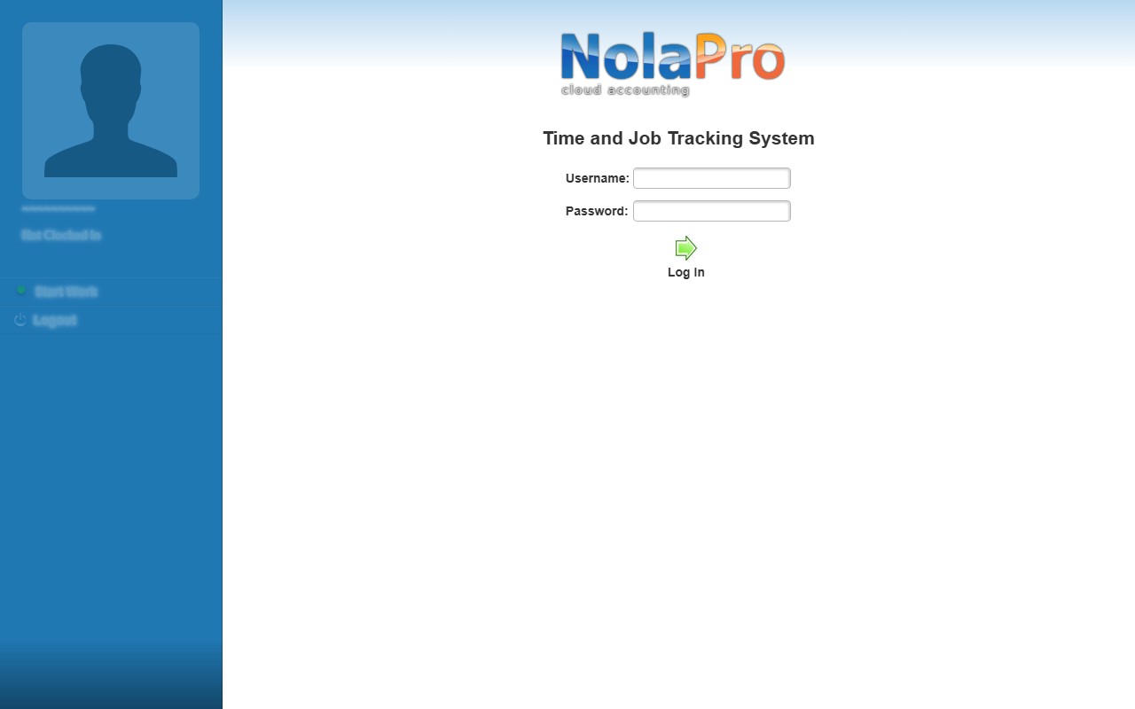Time Clock Kiosk - Login screen
